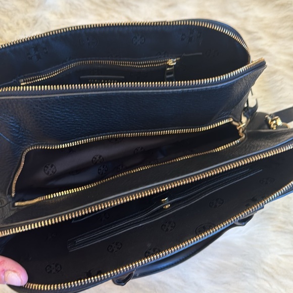 Tory Burch Double Zip Black black Pebbled Leather Bag - Picture 6 of 9